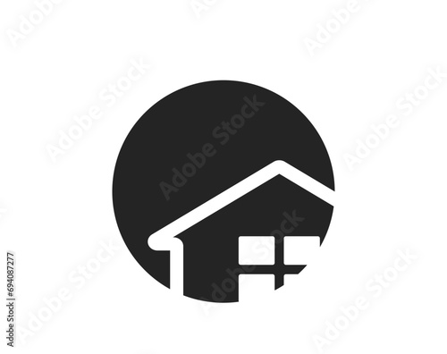 circle with house logo. construction and geometric symbol. vector image