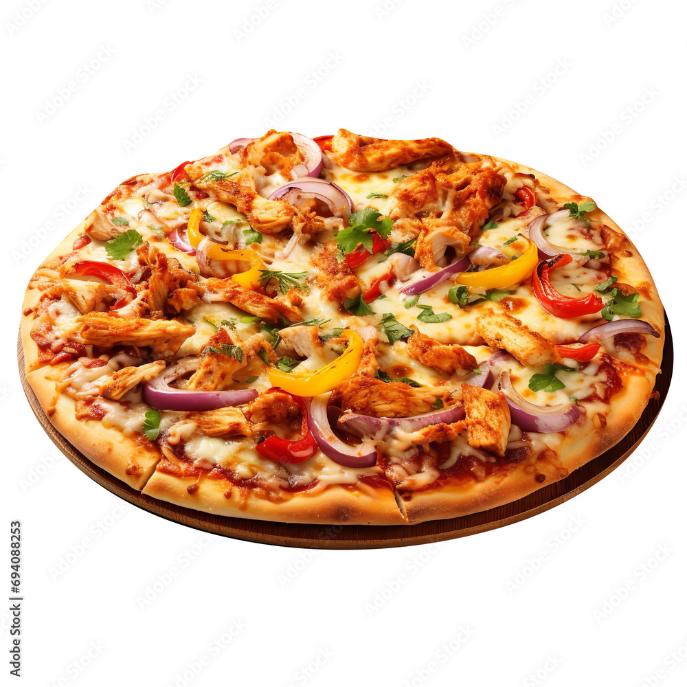 Delicious vegetarian pizza isolated on transparent background 