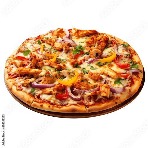 Delicious vegetarian pizza isolated on transparent background 