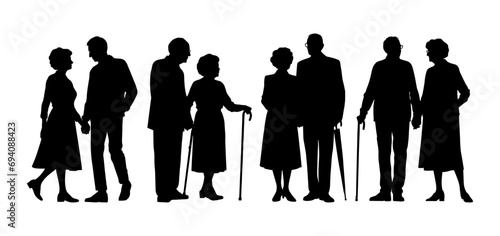 Vector illustration. Silhouette of a couple in love. Set of people.