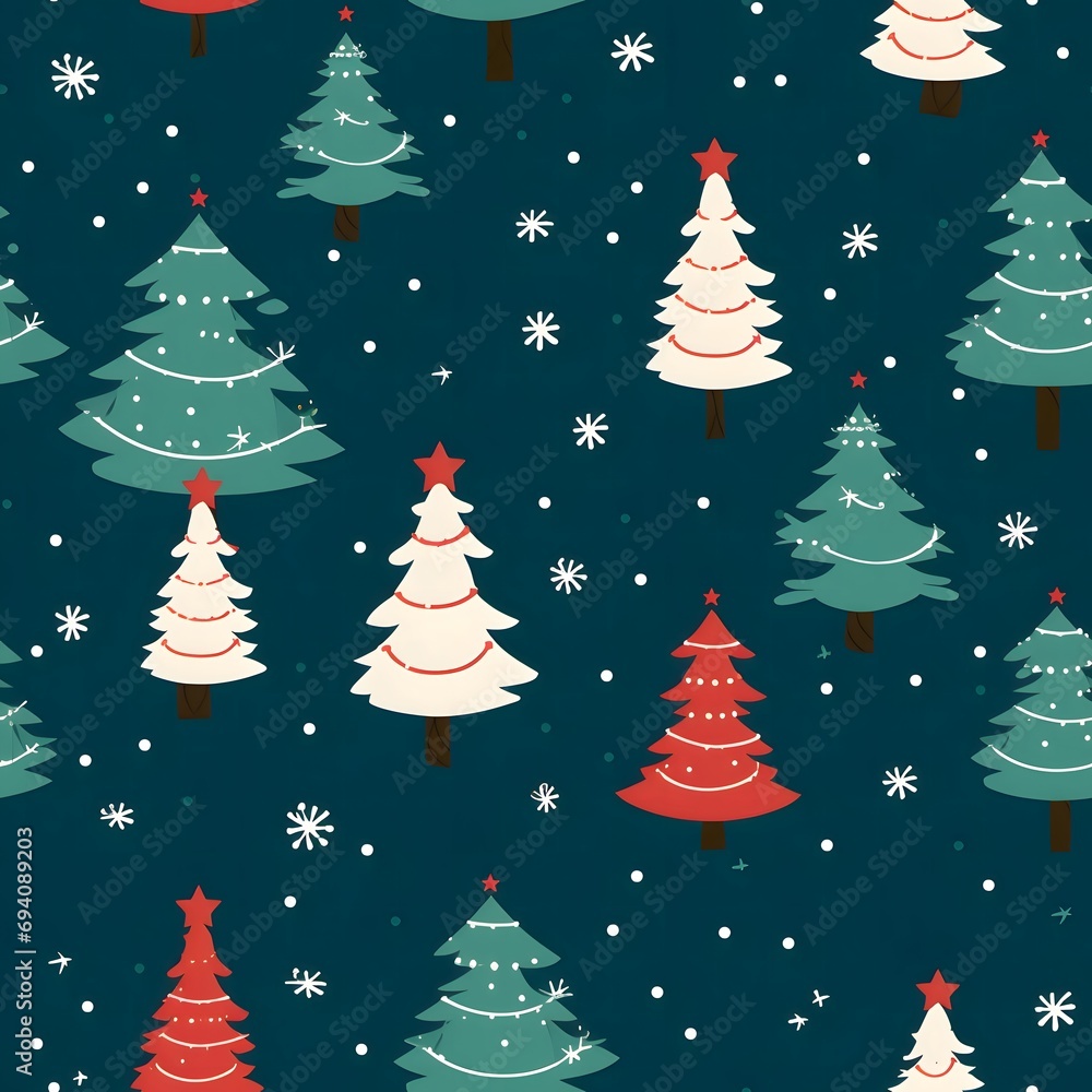 Christmas trees as abstract background, wallpaper, banner, texture design with pattern - vector. Dark colors.