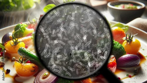 Searching for bacteria in food photo