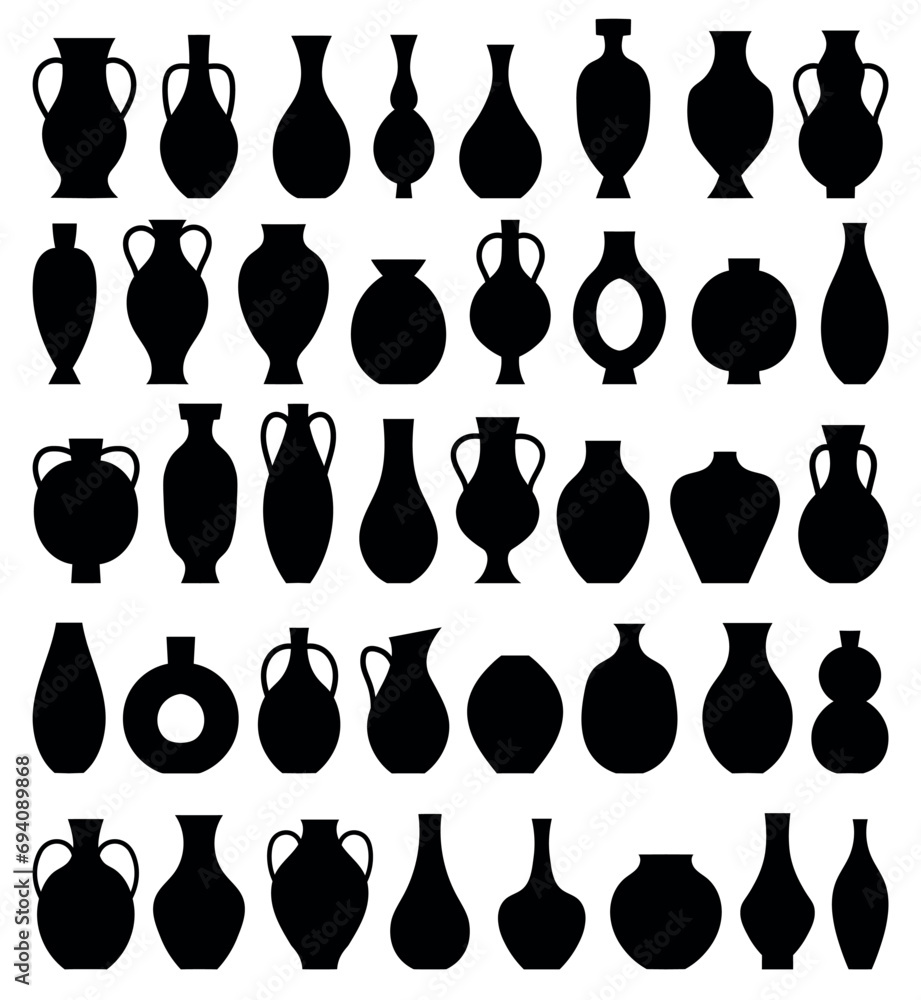 set of vases. vase silhouettes collection, various black abstract vases
set of vases. vase silhouettes collection, various black abstract vases