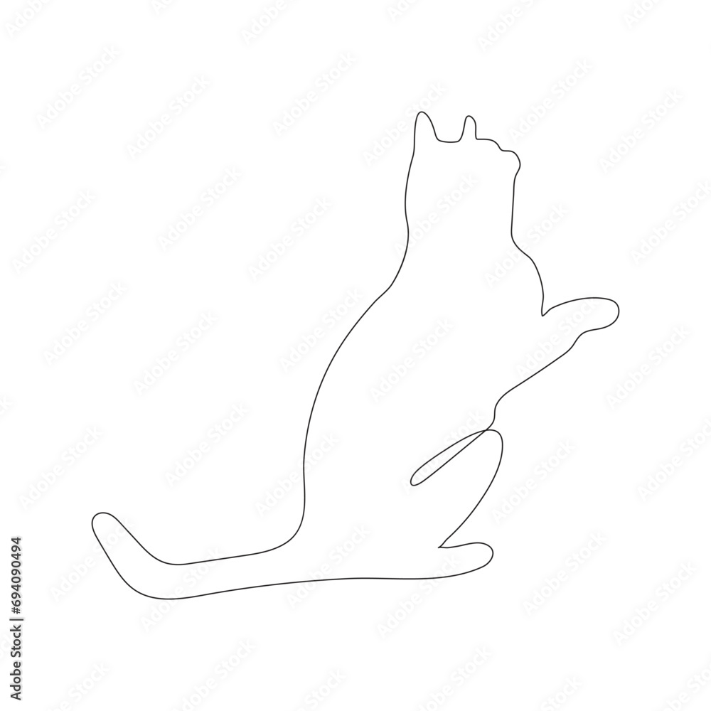 Naklejka premium Continuous one single line art drawing of cat