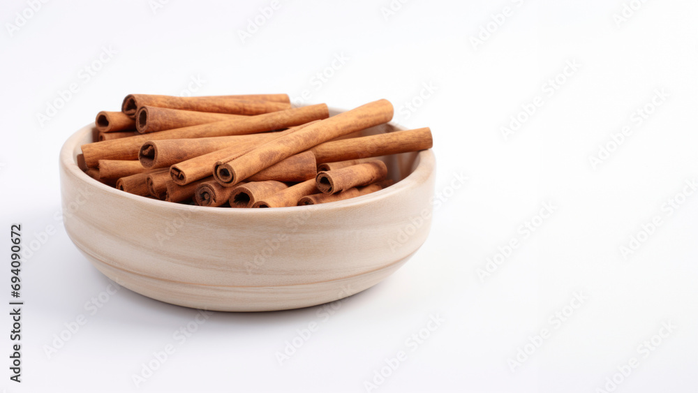 Fragrant cinnamon sticks with an isolated white background Fragrant cinnamon sticks with an isolated white background