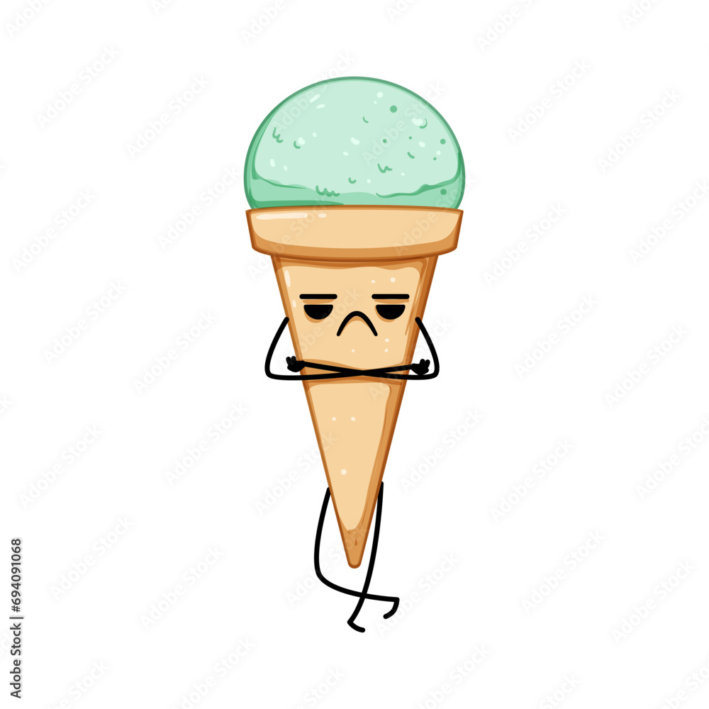 cone ice cream character cartoon. summer happy, waffle kid, comic sundae cone ice cream character sign. isolated symbol vector illustration cone ice cream character cartoon. summer happy, waffle kid, comic sundae cone ice cream character sign. isolated symbol vector illustration