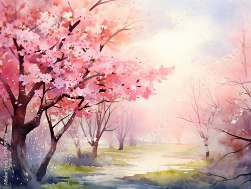 Superb Watercolor Illustration of a Spring Blossom Background AI Generated