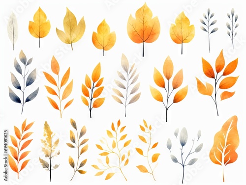 Minimalistic Superb Watercolor Illustration of Autumn Theme Frame AI Generated