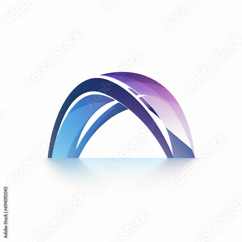 Modern Abstract Bridge Logo in Bold Geometric Shapes and Blue Tones