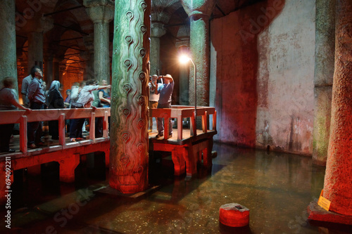  Tourists explore the Yerebatan Saray underground cistern photo