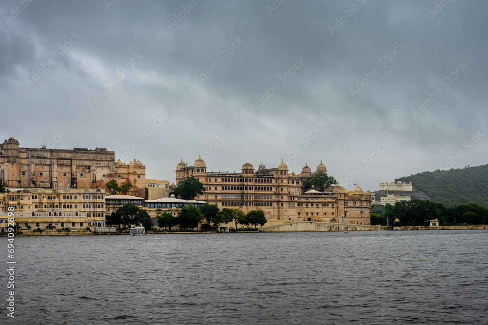 Panoramic Cityscape view at Lake Pichola in Udaipur Rajasthan India