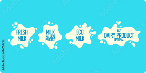 The concept poster for milk advertising. Vector illustration in a flat style. A set of vector elements.