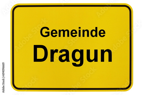 Illustration eines Ortsschildes der Gemeinde Dragun in Mecklenburg-Vorpommern