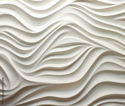 A contemporary relief art with white curvilinear ridges, giving an impression of subtle movement and depth. Generative AI.