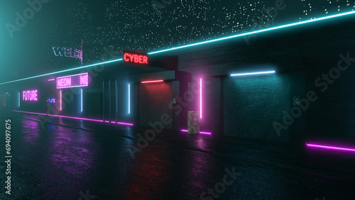 Futuristic night street in ...