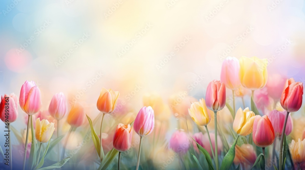Beautiful tulips on the light background. Beautiful festive background with space for text Beautiful tulips on the light background. Beautiful festive background with space for text