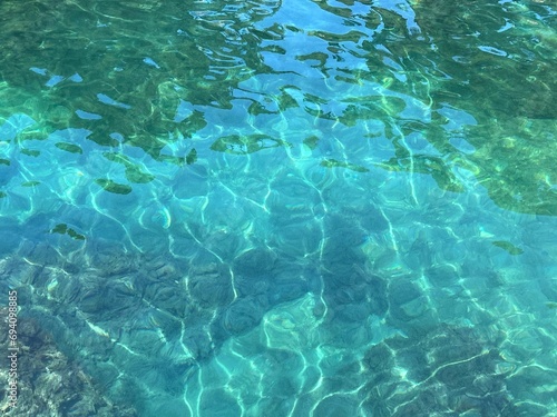 Sea water surface clear glittering turquoise blue seascape. 