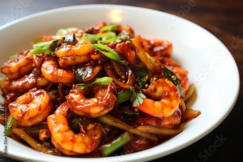 Szechuan Shrimp Blaze: Fiery Delight in Minimalist Style