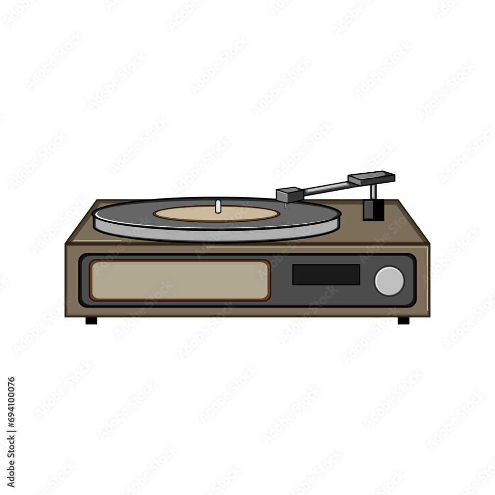Obraz premium dj vinyl player cartoon. gramophone old, vintage song, lp disk dj vinyl player sign. isolated symbol vector illustration