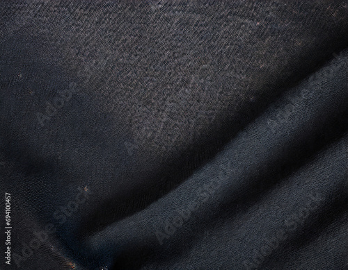 Black Fabric textile background, with dark blue color texture concept