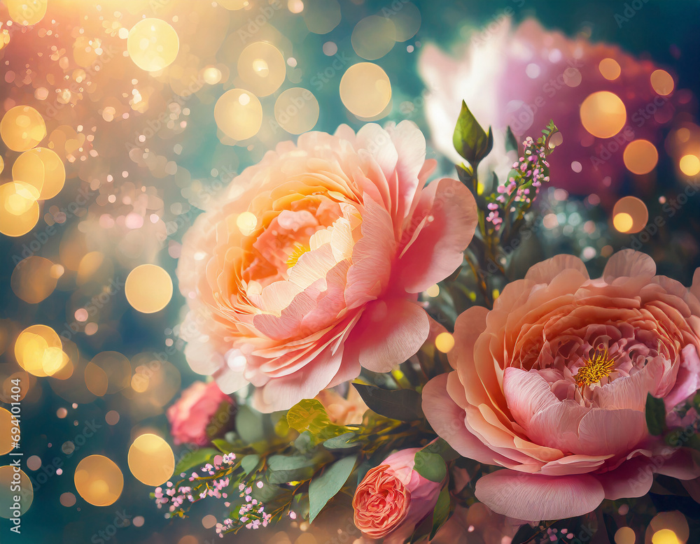 floral romantic abstract background with soft blur and bokeh effect
