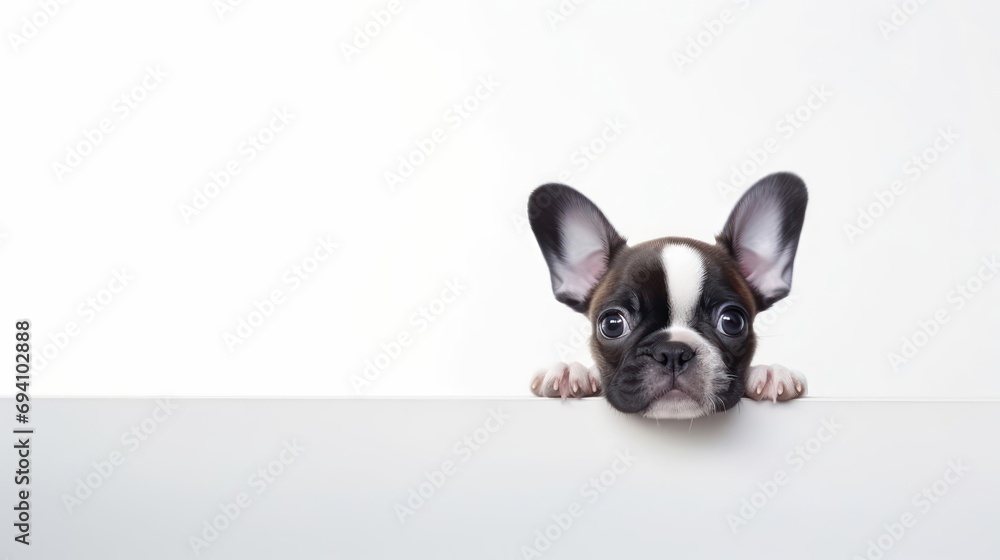 Cute puppy on a light background	