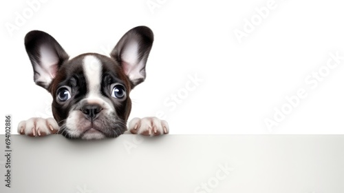 Cute puppy on a light background  © Kateryna