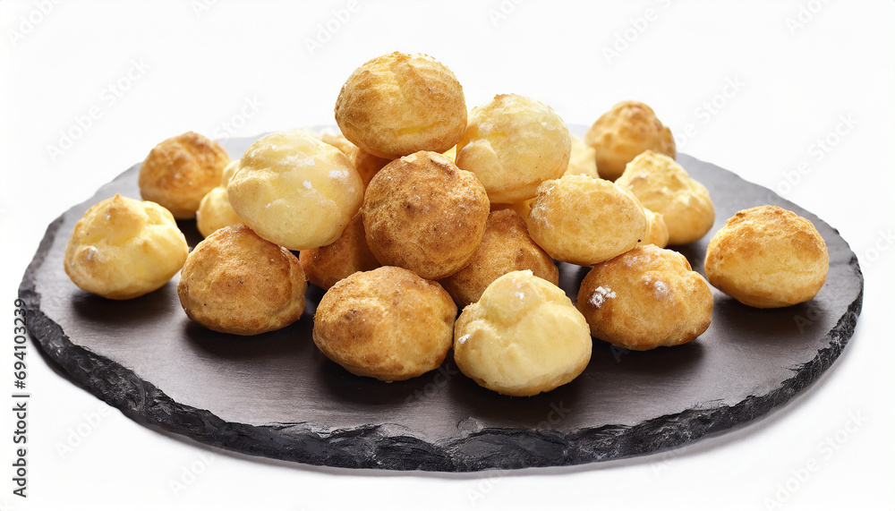 Small cookie drops, puff pastry balls isolated on white background