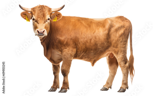 Isolated Gelbvieh Elegance Cattle Isolated on Transparent Background PNG.