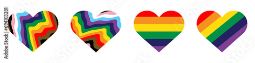 Rainbow LGBT symbols of hearts on a isolated background. Heart color LGBT. Vector EPS 10 photo