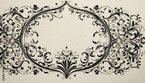 Vintage elegance. Ornate floral design on white background for invitations and labels. Timeless charm. Calligraphic ornaments in classic decorative frames. Victorian style design for certificates