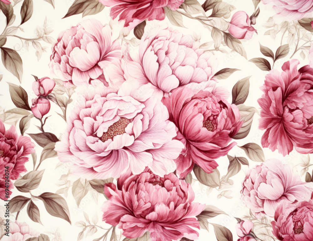 Pattern with peony, can be used as background