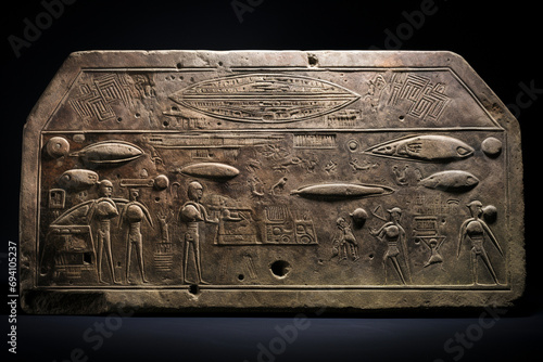 Stone Tablet With Alien Carvings photo