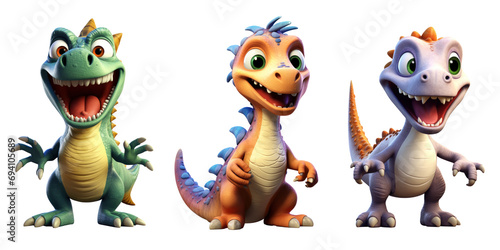 Cartoon dinosaur, 3d rendering, transparent or isolated on white background © Teppi