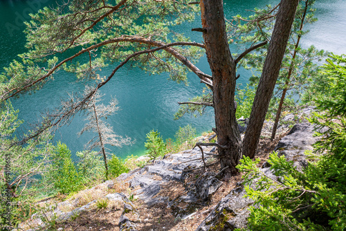 A lake in the canyon for catamaran boat trips  a natural park and a recreation