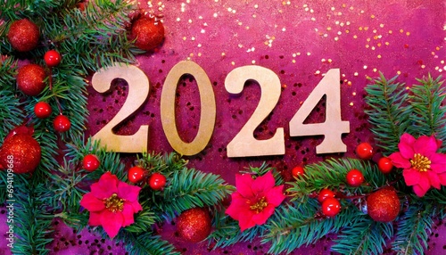 numbers 2024 festive background or backdrop with copy space for text © Pauline