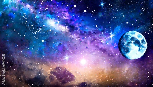 abstract starry space background with shining stars stardust and nebula realistic galaxy with milky way and planet background
