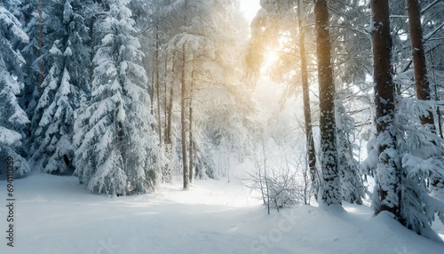 winter abstract landscape sunlight in the winter forest