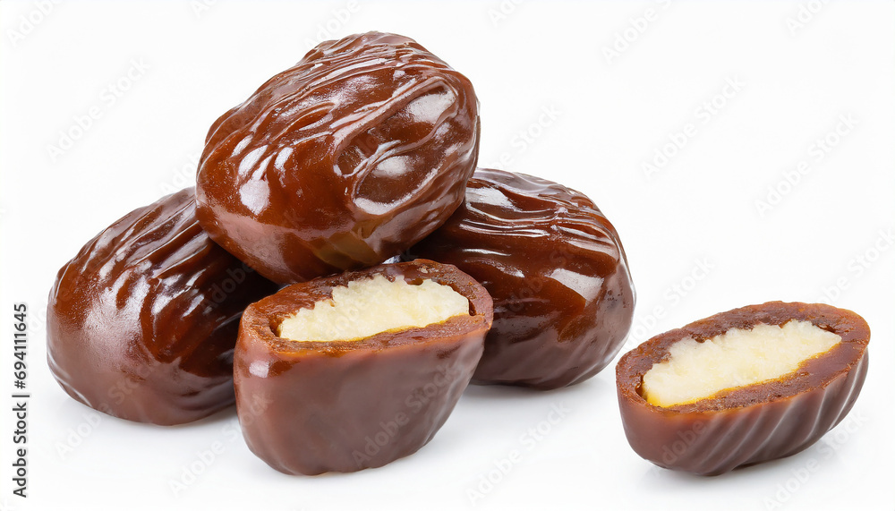 Chocolate jujube isolated on white background; full depth of field