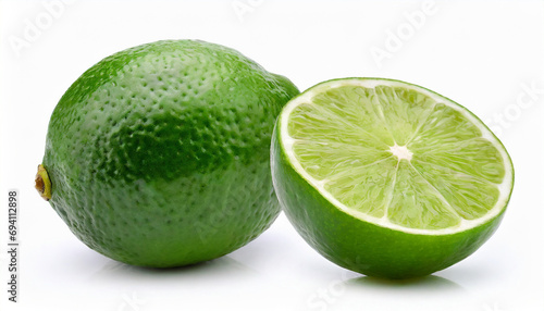 Fresh organic lime isolated on white background
