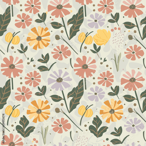 nature background of colorful flowers pattern vector template