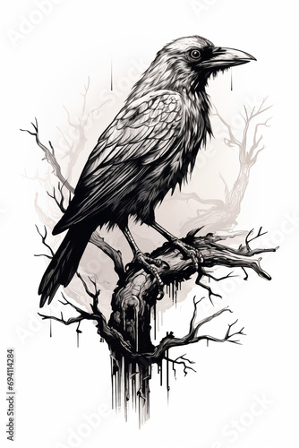 Foto angry eagle bird black and white scary halloween animal design