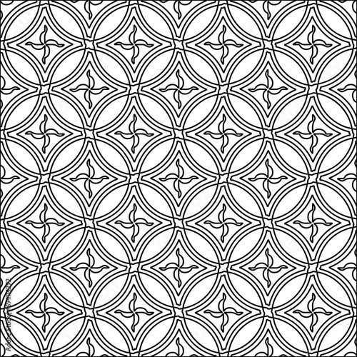 Figures from lines.Black pattern on white wallpaper for web page, textures, card, poster, fabric, textile packaging or napkins. Abstract wallpaper. Repeating background image. White texture