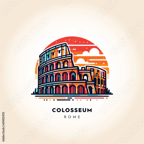 Stylized Colosseum Vector Illustration in Sunset Hues