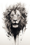 angry lion black and white scary halloween animal design