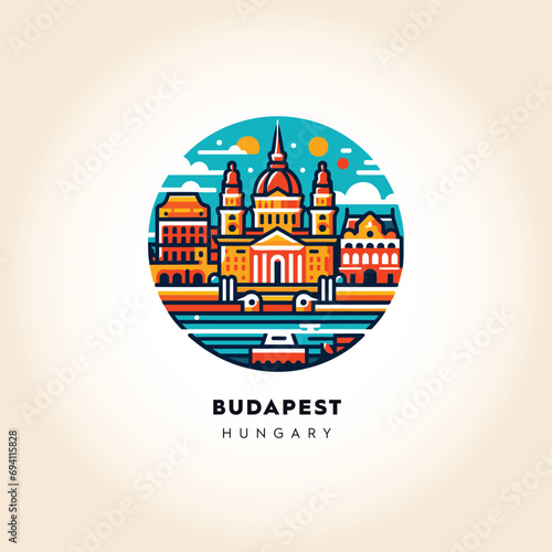 Budapest's Grandeur: Colorful Vector Illustration of Hungary's Capital