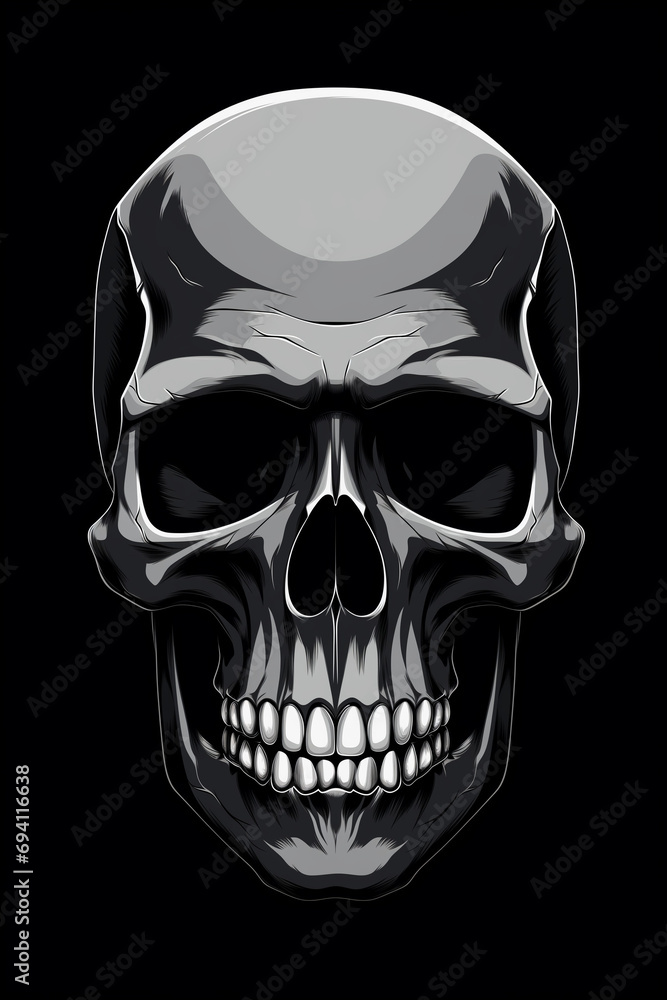angry zombie skull black and white scary halloween skeleton design angry zombie skull black and white scary halloween skeleton design