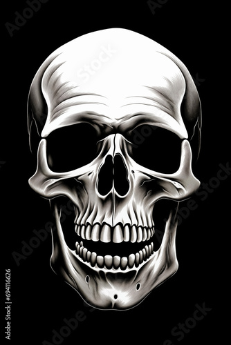 angry zombie skull black and white scary halloween skeleton design