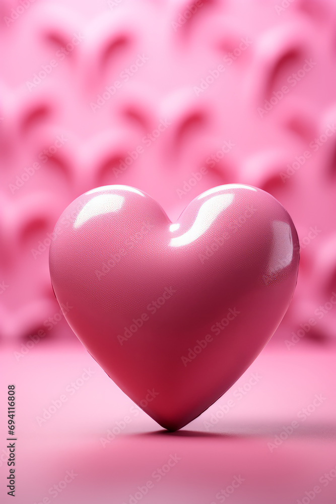 Pink one heart on a pink background 
