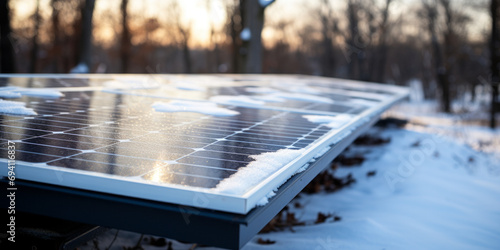 Challenges of Solar Energy in Winter: Diminished Sunlight Affecting Efficiency of Snow Covered Solar Panels against a Backdrop of Leafless Trees